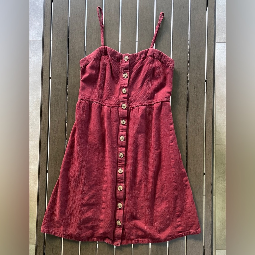 Universal Thread Front Button Rayon Linen Midi Su… - image 1